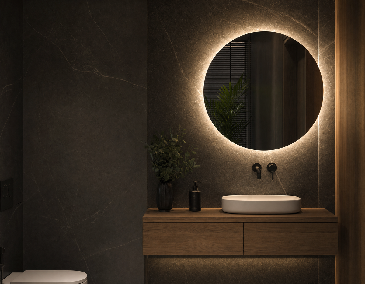 Ronde toiletspiegel met indirecte verlichting